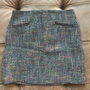 Loft Skirt Womens Size 4 Metallic Thread Woven Mini w/ Front Zip Pockets NWOT